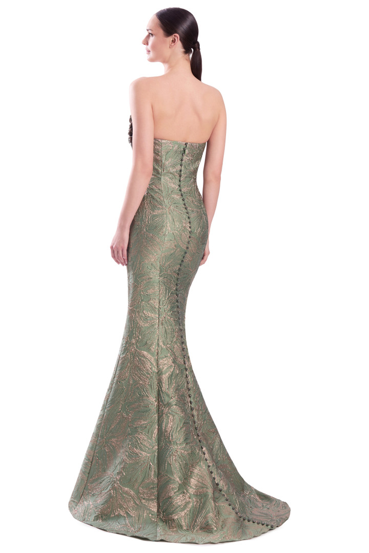Alexander by Daymor 3338F26 Asymmetrical 3D Flower Neck Gown