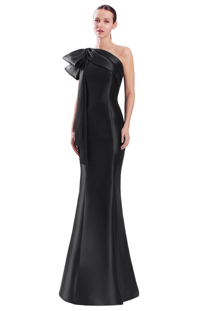 Alexander by Daymor 3340F26 One Shoulder Draped Bow Gown