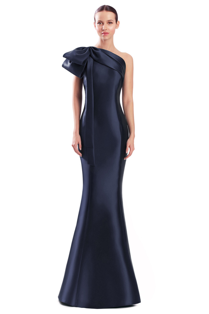 Alexander by Daymor 3340F26 One Shoulder Draped Bow Gown