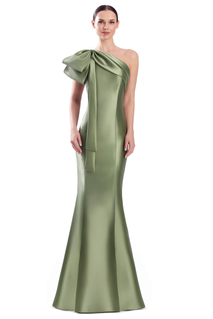 Alexander by Daymor 3340F26 One Shoulder Draped Bow Gown