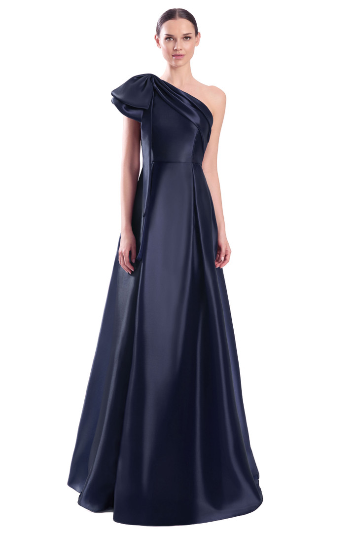 Alexander by Daymor 3342F26 One Shoulder Draped Bow Ballgown