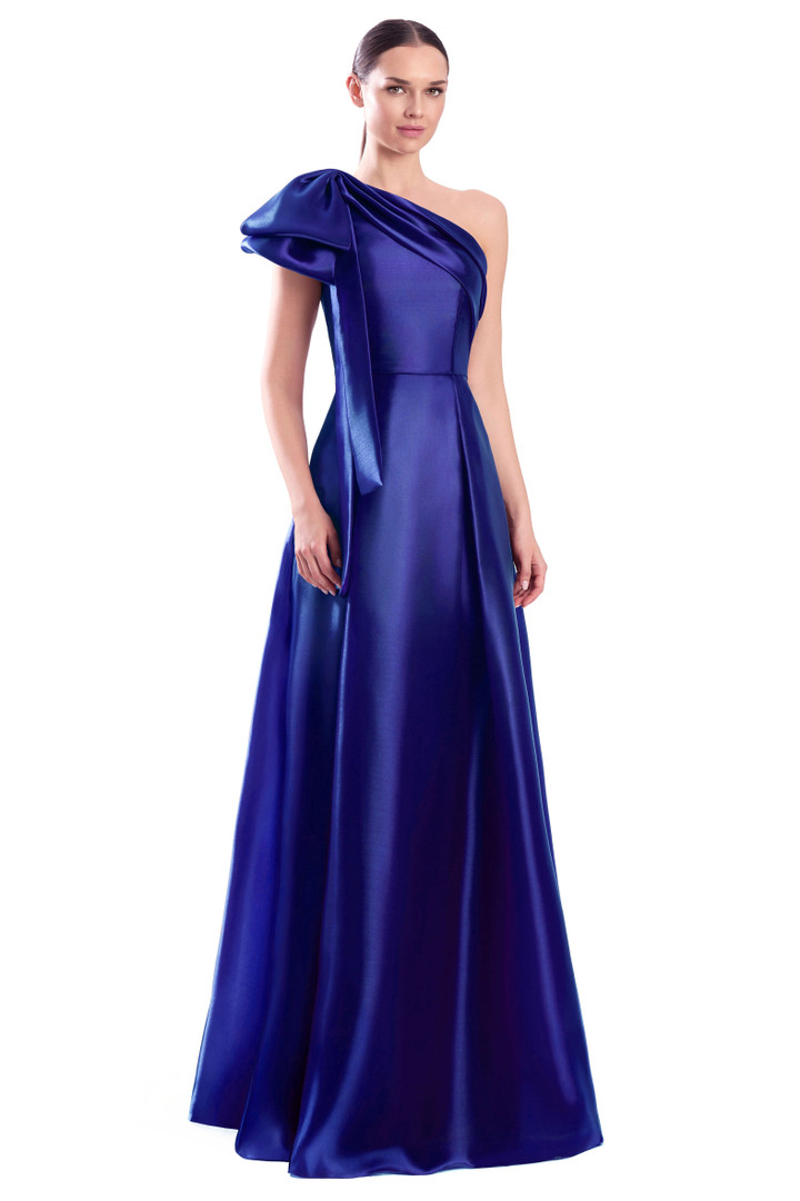 Alexander by Daymor 3342F26 One Shoulder Draped Bow Ballgown