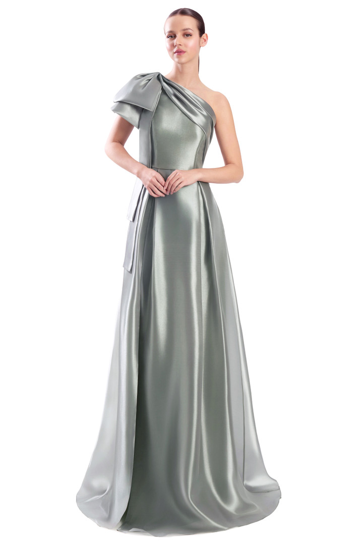 Alexander by Daymor 3342F26 One Shoulder Draped Bow Ballgown