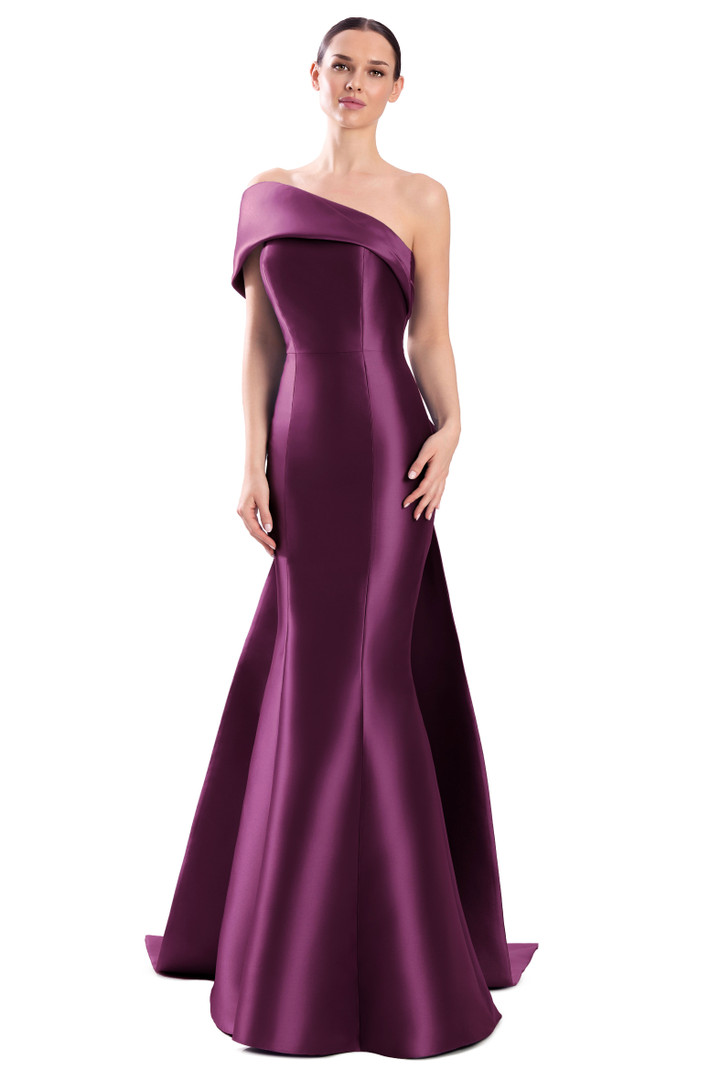 Alexander by Daymor 3344F26 Asymmetrical Fold-over Neck Gown