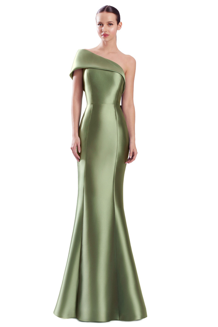 Alexander by Daymor 3344F26 Asymmetrical Fold-over Neck Gown