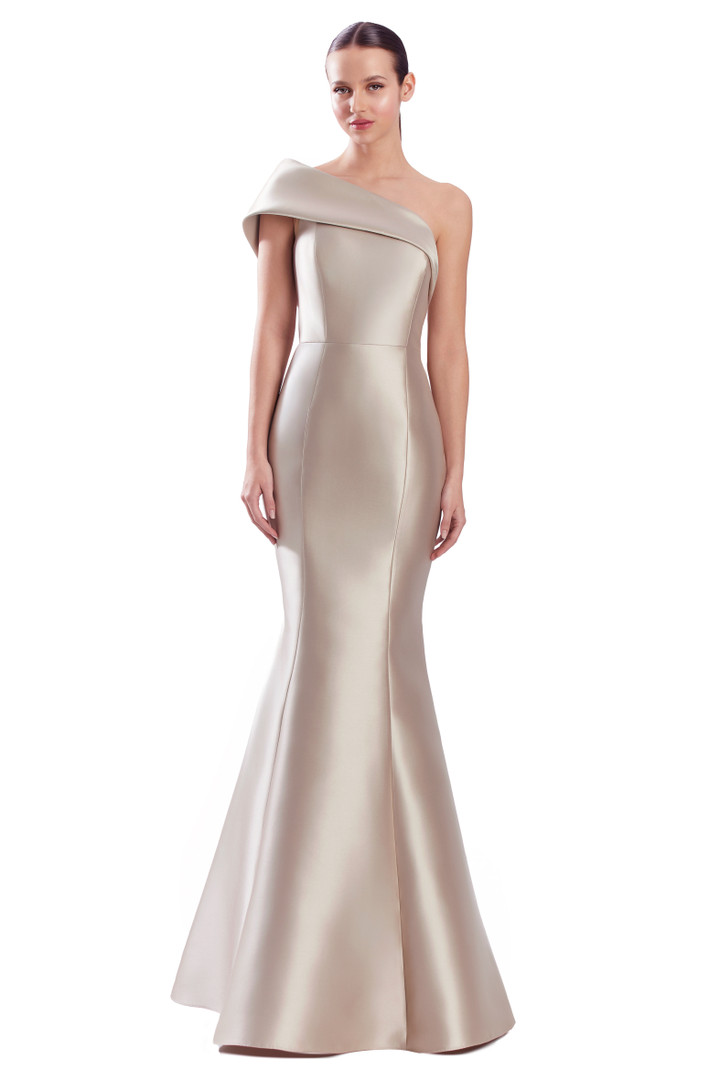 Alexander by Daymor 3344F26 Asymmetrical Fold-over Neck Gown