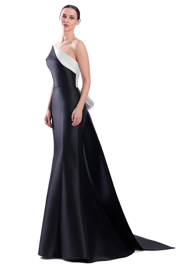 Alexander by Daymor 3344F26 Asymmetrical Fold-over Neck Gown