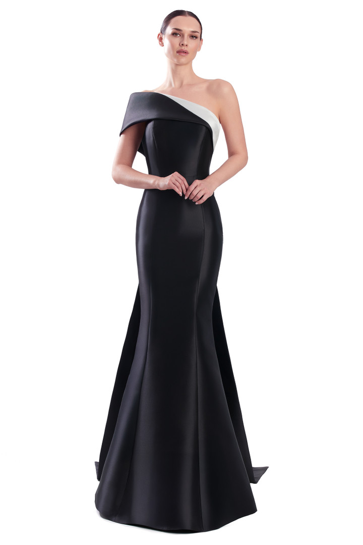 Alexander by Daymor 3344F26 Asymmetrical Fold-over Neck Gown