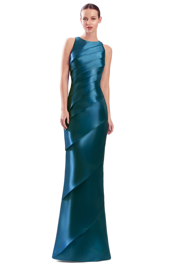Alexander by Daymor 3348F26 Diagonal Tiers Halter Neck Gown