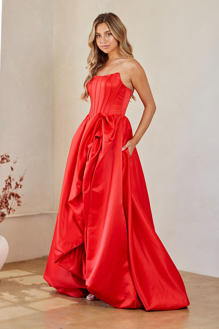 Amelia Couture 2085 Scoop Neck Strapless Pockets Ball Gown