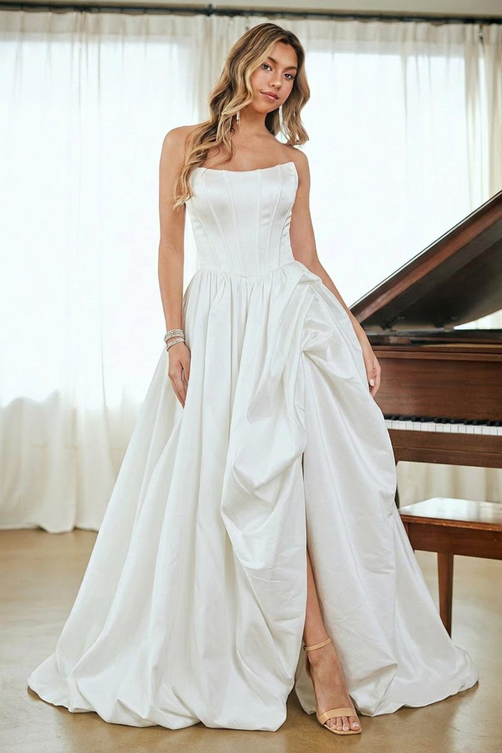 Amelia Couture 2085 Scoop Neck Strapless Pockets Ball Gown