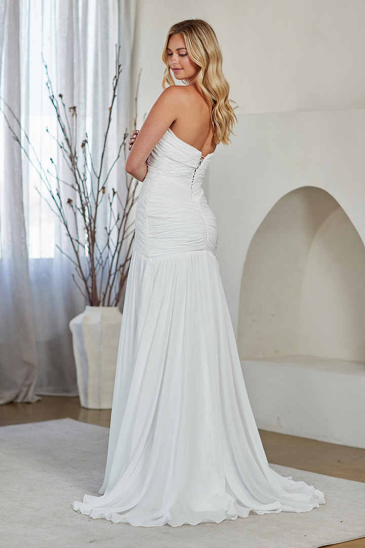 Amelia Couture 6132 Fold-Over Neckline Strapless Long Dress
