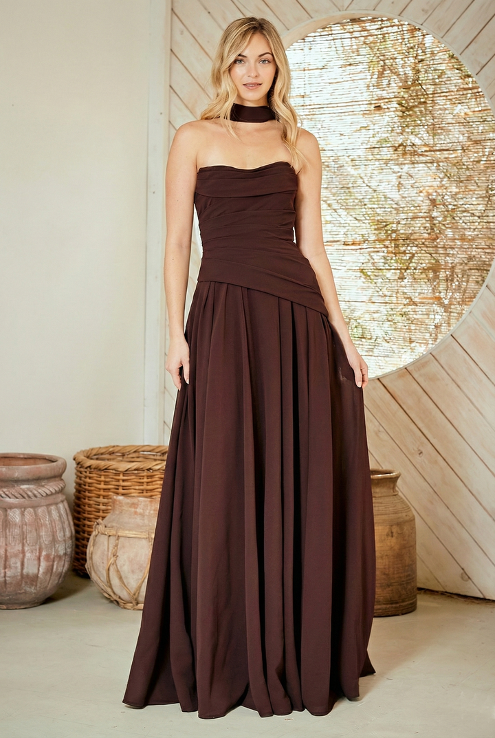 Amelia Couture 6133 Chiffon Scarf Strapless Prom Dress