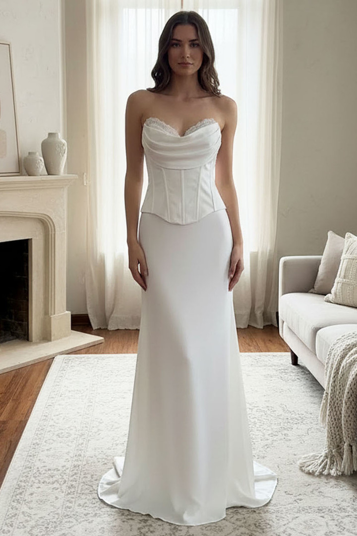 Amelia Couture 6137 Chiffon Scarf Sweetheart Strapless Gown