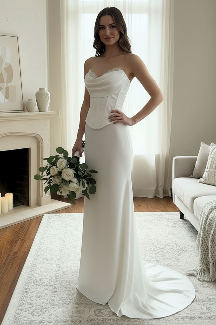 Amelia Couture 6137 Chiffon Scarf Sweetheart Strapless Gown