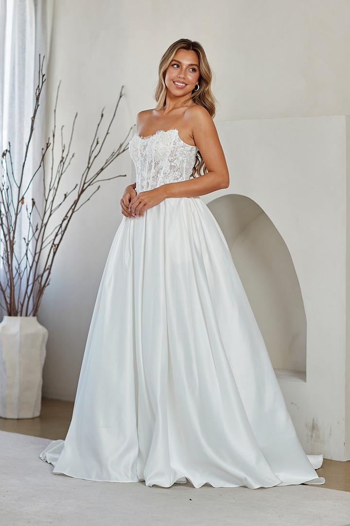 Amelia Couture 2089 Lace Embroidered Corset Strapless Dress