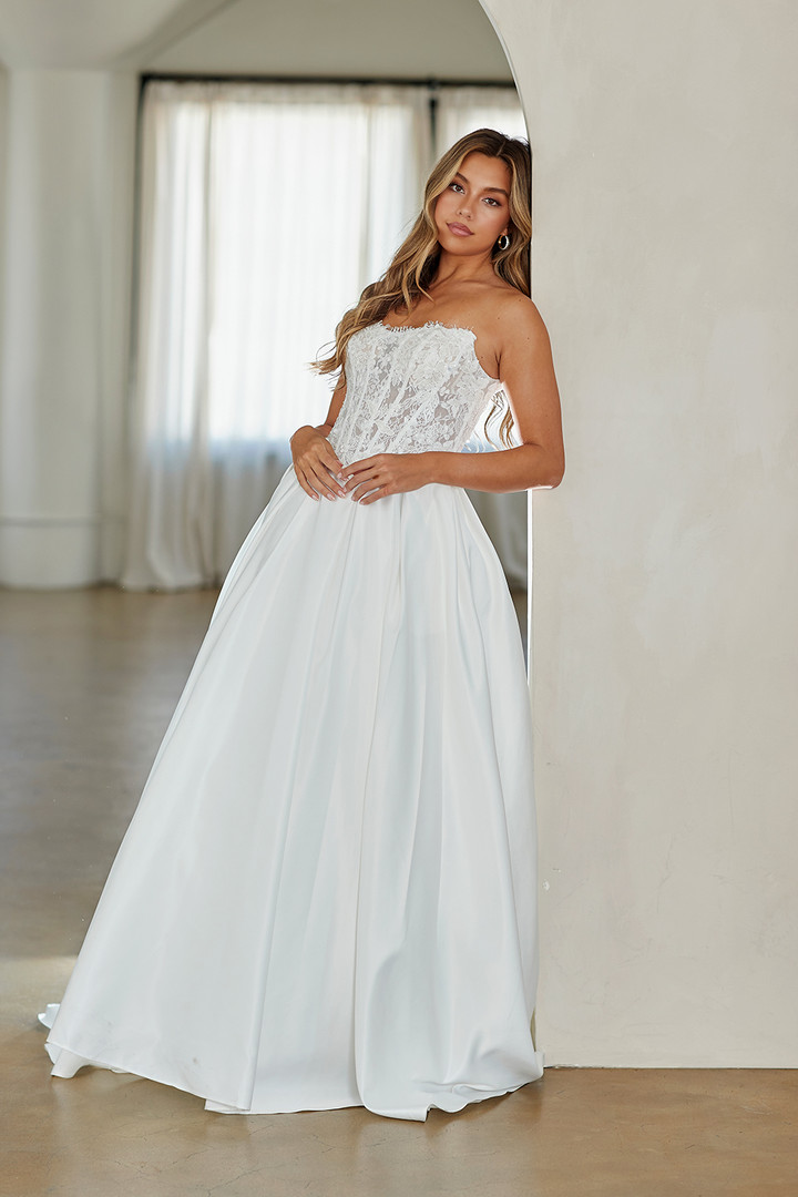 Amelia Couture 2089 Lace Embroidered Corset Strapless Dress