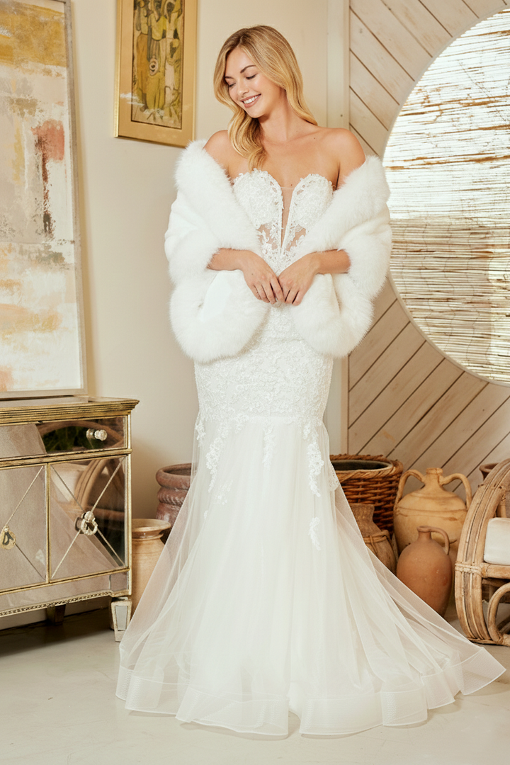 Amelia Couture 7090 Sheer Illusion Corset Strapless Gown