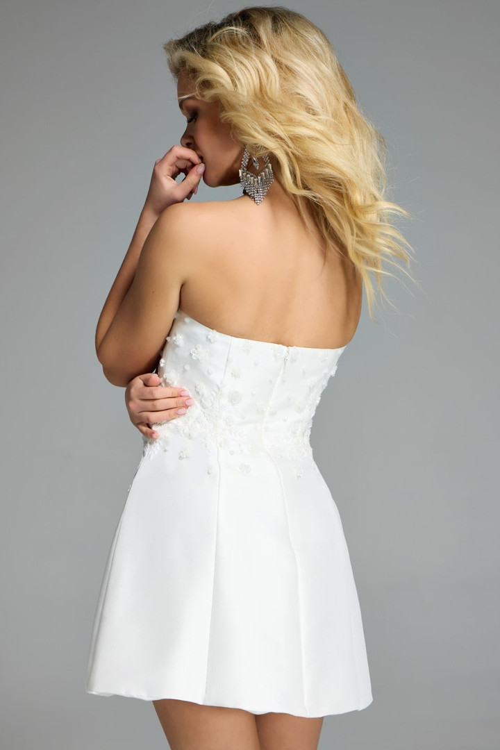 Jovani 44855 Floral Embellished Strapless A-line Mini Dress