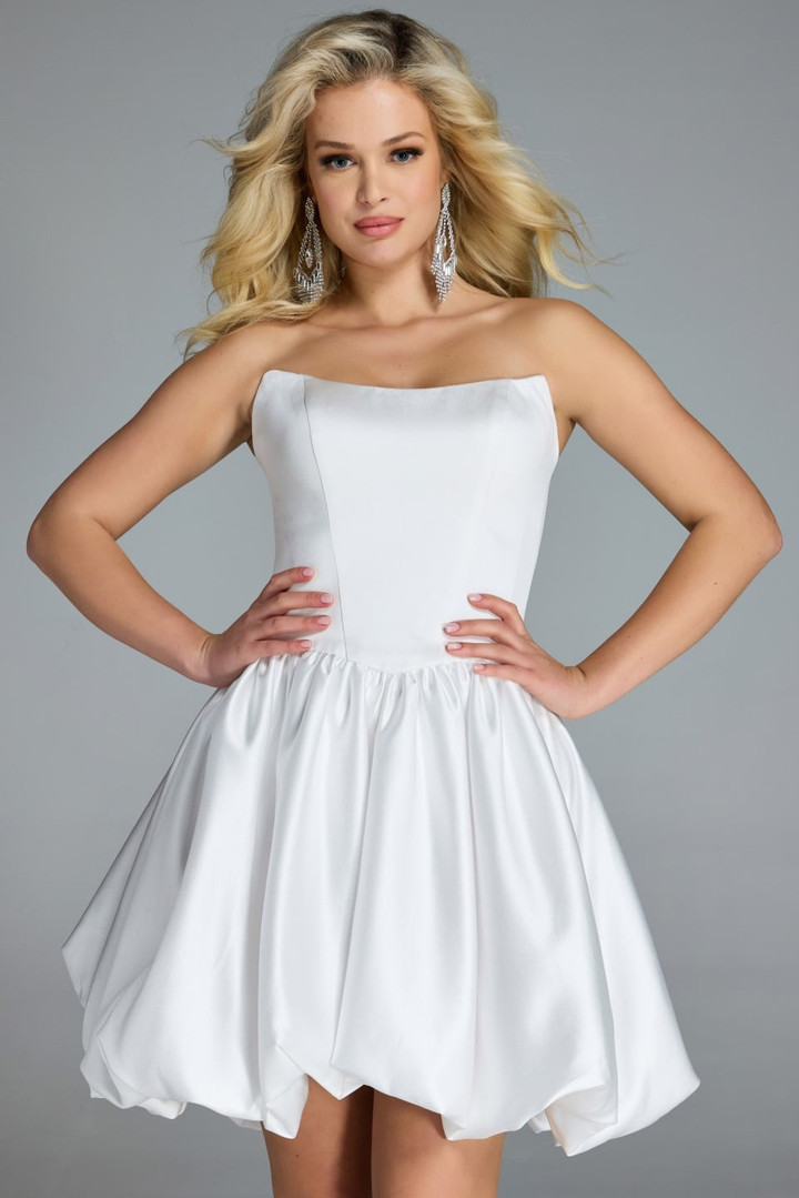 Jovani 45497 Taffeta Bubble Skirt Strapless Mini Dress