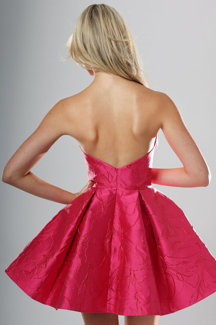 Jovani 52120 Jacquard Bow Front Strapless Homecoming Dress
