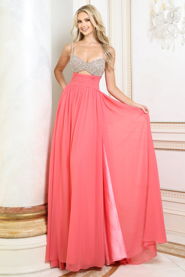 Jovani 49546 Chiffon Beaded Sweetheart Neck Sleeveless Gown
