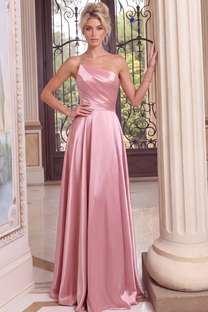 Jovani 53321 Satin Asymmetric One-Shoulder Strapless Gown