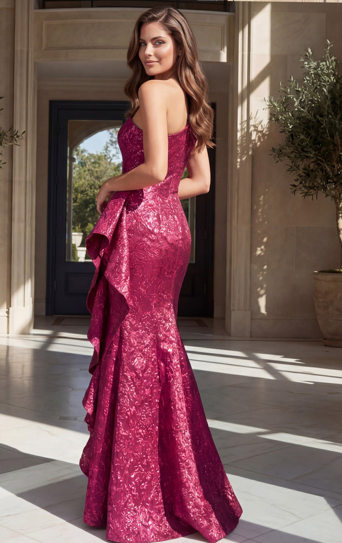 Jovani 52736 Sequin Asymmetric Ruffle One Shoulder Gown