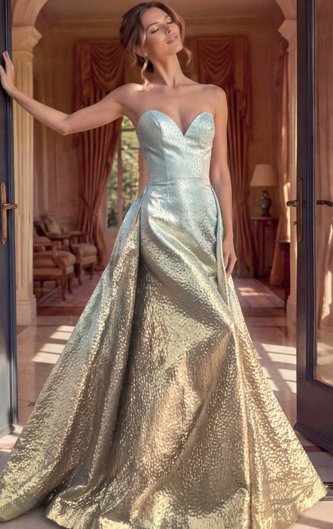 Jovani 49903 Metallic Sweetheart Neck Strapless Ball Gown