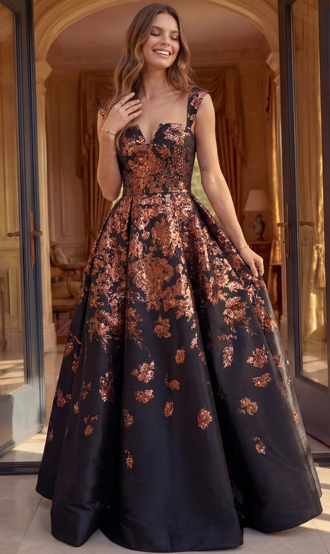 Jovani 47590 Jacquard Floral Brocade Strapless Ball Gown
