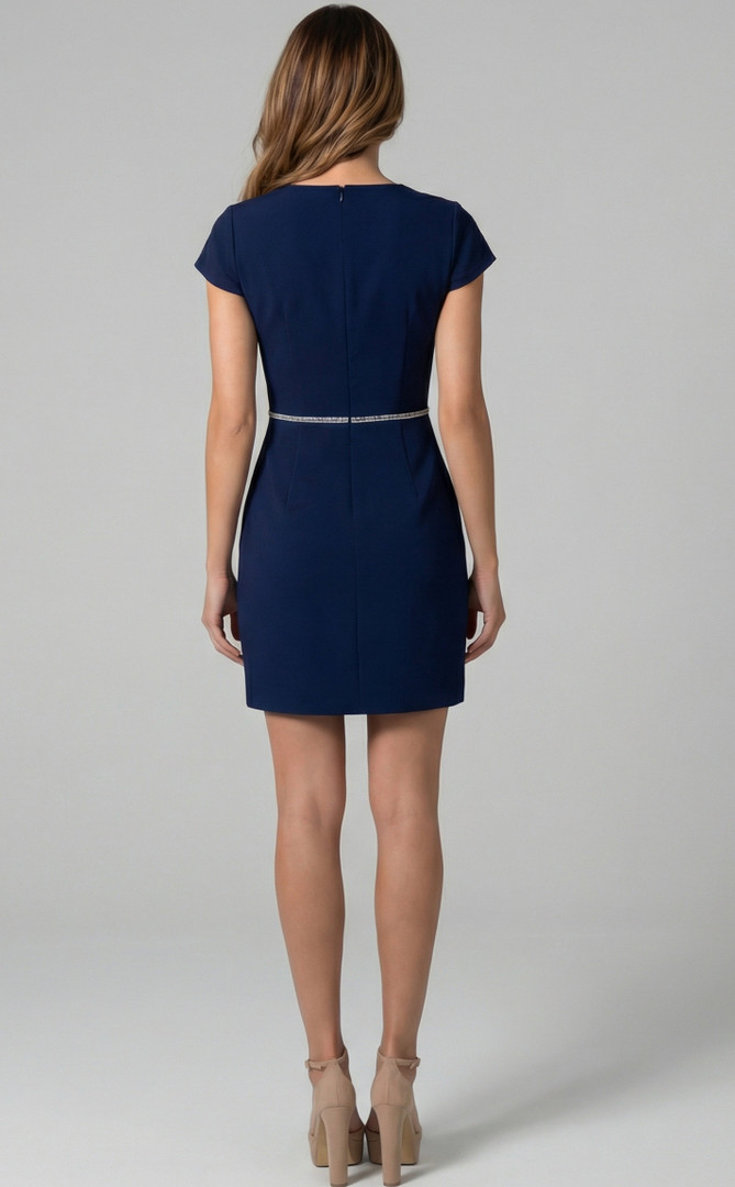 Jovani 47618 Smooth Crepe High Neck Bow Front Mini Dress