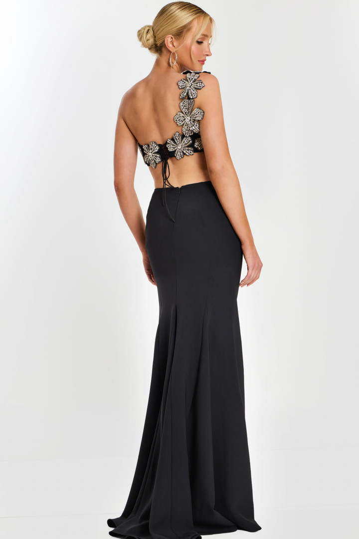 Jovani 46003 Crystal Floral One Shoulder Two-Piece Gown