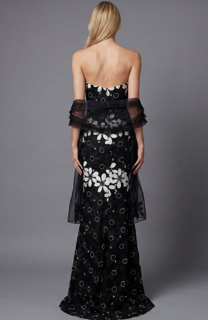 Jovani 46261 Embroidered Lace Floral Brocade Strapless Gown