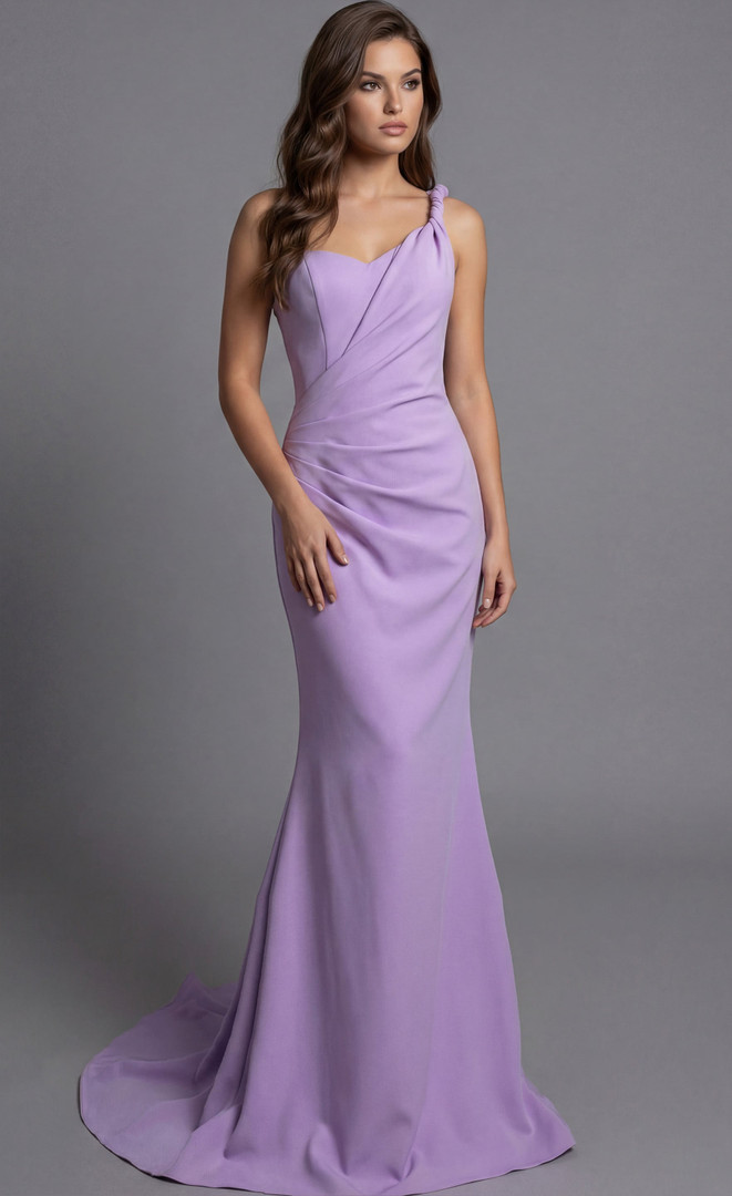 Jovani 43401 Crepe Asymmetric One Shoulder Trumpet Gown