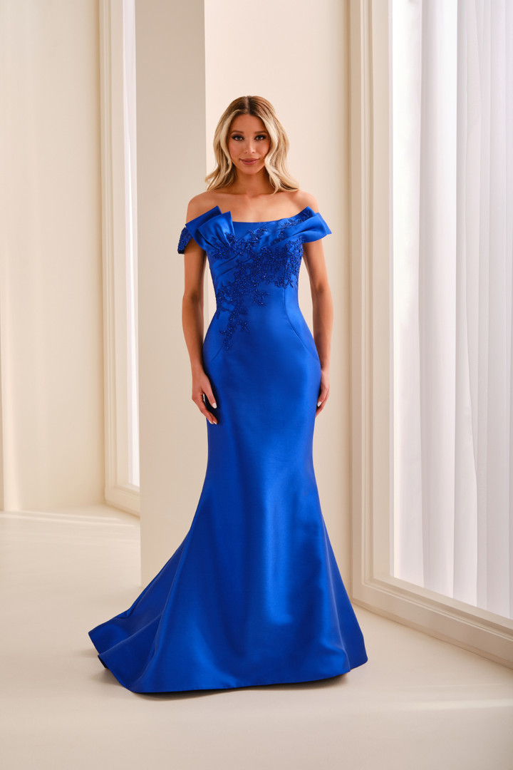 Cameron Blake by Mon Cheri CB447 Mikado Lace Stone Gown