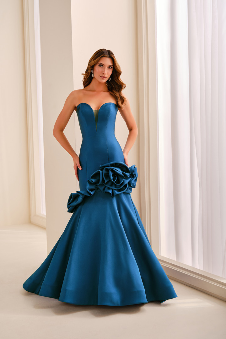 Ivonne D ID2209 Pique Sweetheart Neck Ruffle Strapless Dress