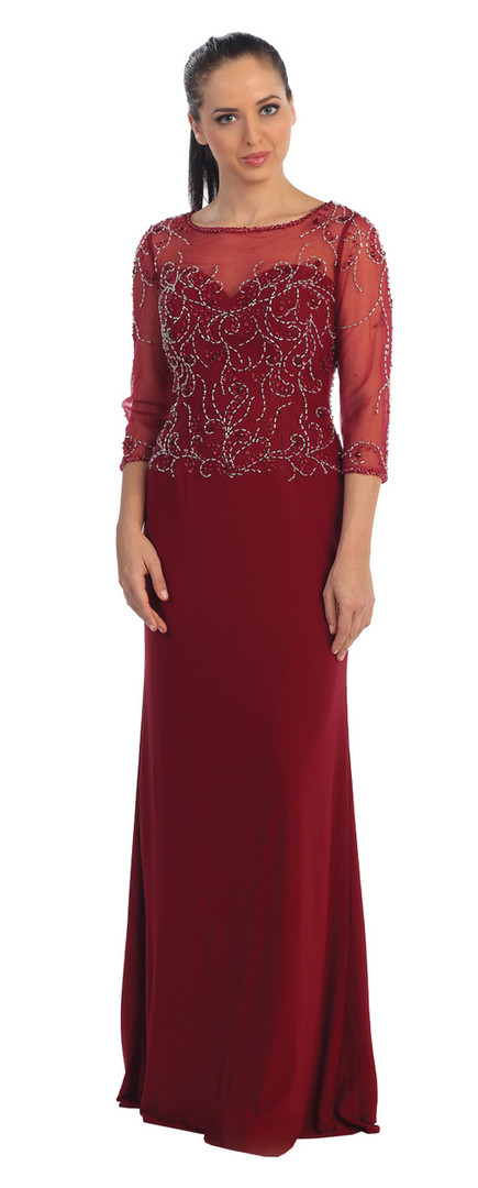 Dancing Queen DQ-9190 Sheer Quarter Sleeves Dress