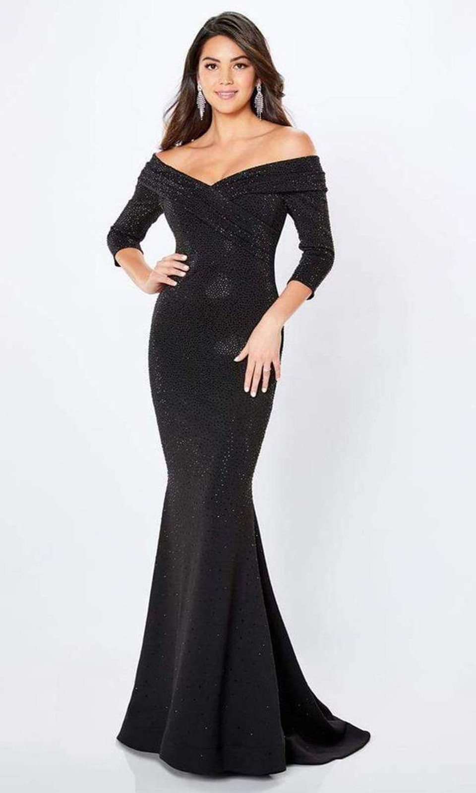 Montage by Mon Cheri 220947 Off-Shoulder Beaded lace Gown