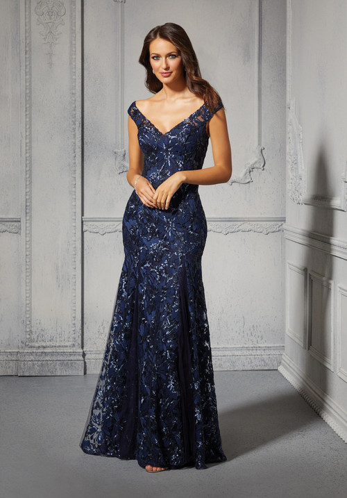 Morilee MGNY 72410 Allover Sequined Embroidery Evening Gown