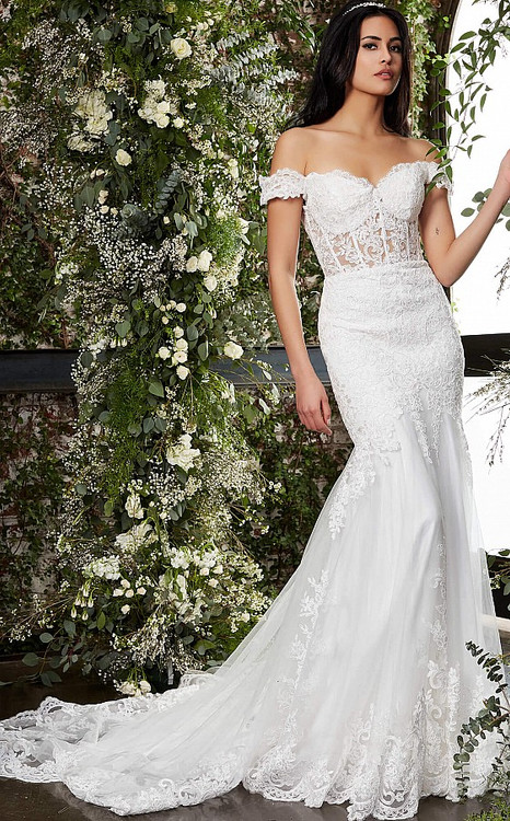 Jovani JB07161 Corset Bodice Off Shoulder Lace Bridal Dress Jovani JB07161 Corset Bodice Off Shoulder Lace Bridal Dress