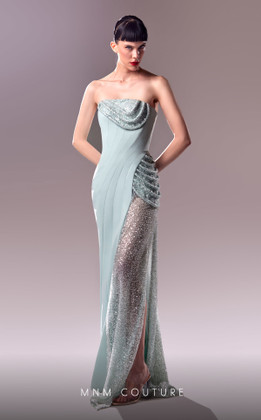 MNM Couture G1613 Strapless Straight Neck Fitted Dress
