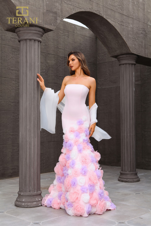 Terani Couture 251P4091 Stretch Mikado Strapless Long Dress