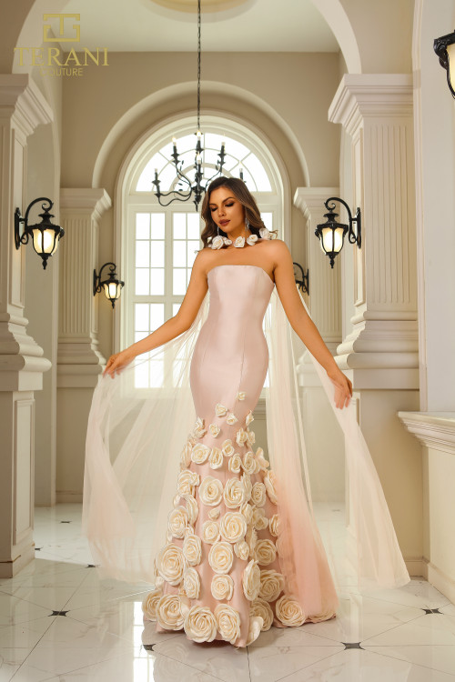 Terani Couture 251GL4184 Stretch Mikado Strapless Long Dress