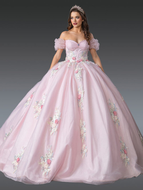 Dancing Queen 1900 Off-Shoulder Floral Quinceanera Dress