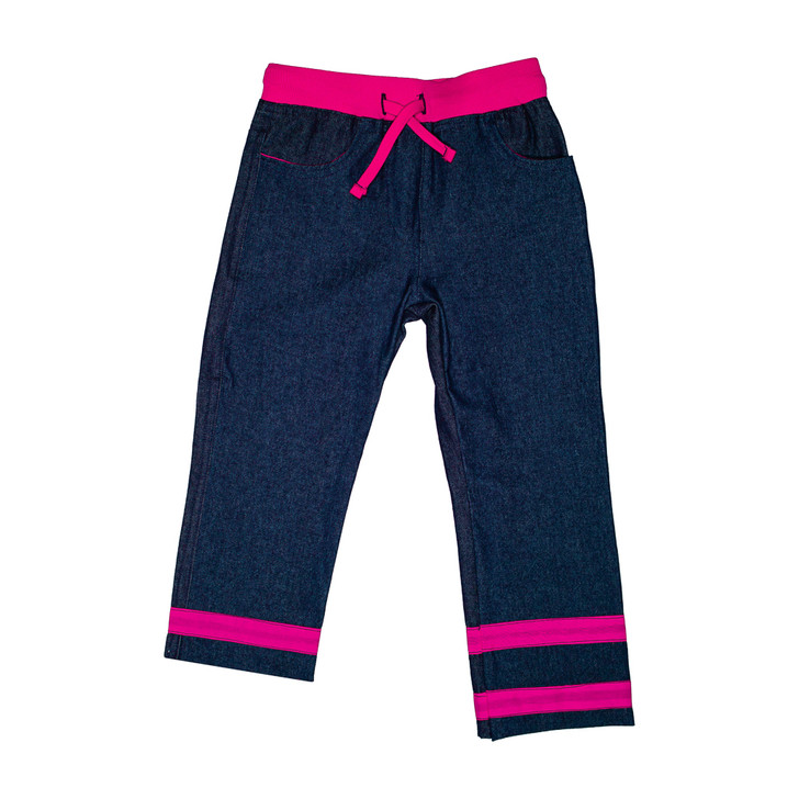 Girls' Pull-On Rib Waist Jeans (Hot Pink)