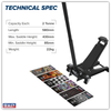Low Profile Custom Design Trolley Jack with Rocket Lift 2 Tonne - Black