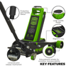 Premier Low Profile Trolley Jack with Rocket Lift 4 Tonne - Green