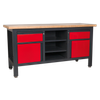 Workbench with 2 Drawers, 2 Cupboards & Open Storage