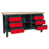 Workbench with 6 Drawers & Open Storage