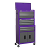 American PRO® Topchest, Mid-Box Tool Chest & Rollcab Stack 9 Drawer - Purple